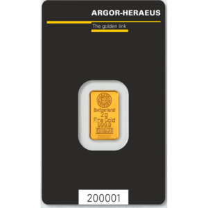Lingote Oro 2 gr Argor Heraeus