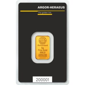 Lingote Oro 5 gr Argor Heraeus