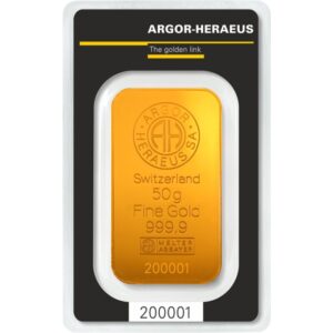 Lingote Oro 50 gr Argor Heraeus